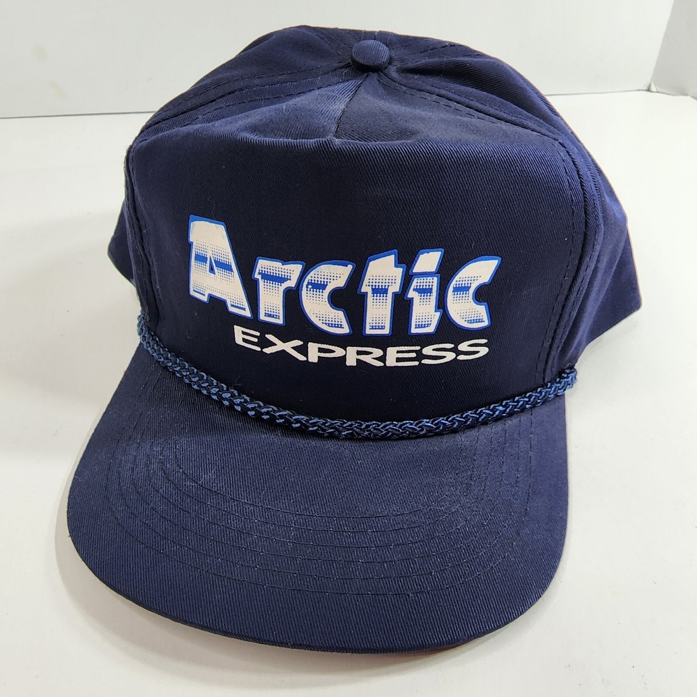Vtg Four Seasons Artic Express Blue Screenprint Snapback Dad Hat Cap Rope NWOT
